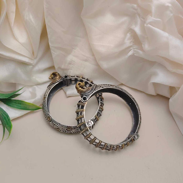 Imperial Two-Tone Oxidised Kada Set – Vintage Bridal Bangles