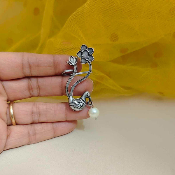Imperial Peacock Crescent Earrings – Oxidised Statement Jewellery