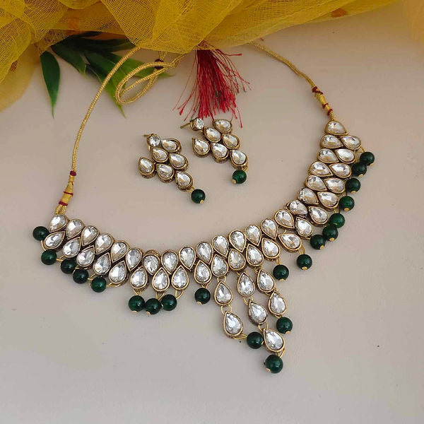 Royal Kundan-Inspired American Diamond Necklace Set with Pearl Drops