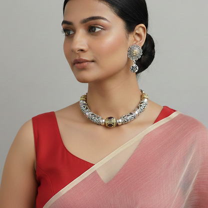 Heritage Beaded American Diamond Necklace Set