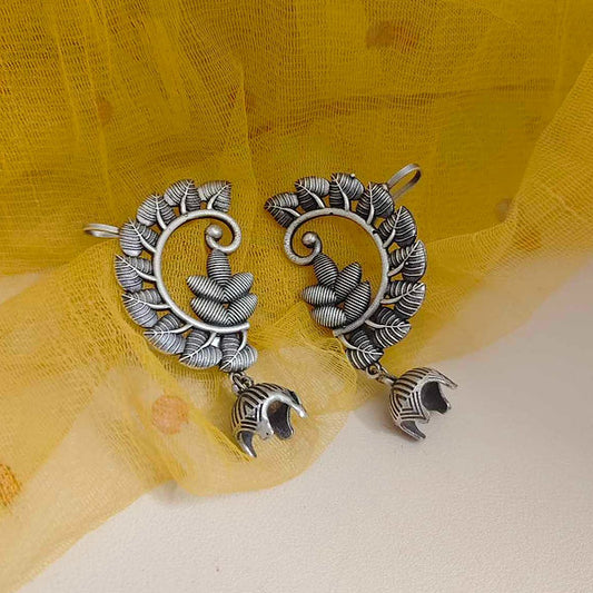 Vintage Peacock Leaf Oxidised Earrings