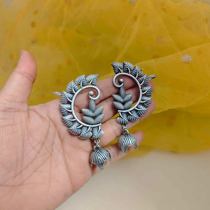 Vintage Peacock Leaf Oxidised Earrings
