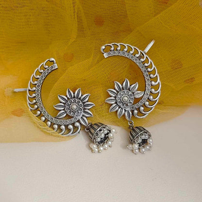 Heritage Leaf Swirl Silver Earrings – Traditional Artisan Design