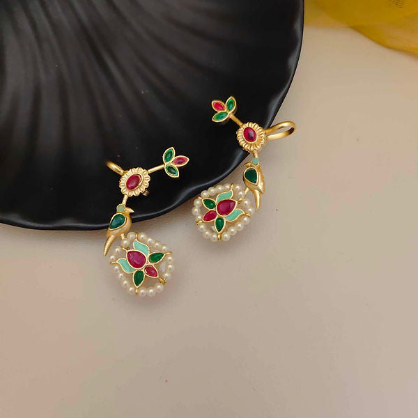 Ornate Peacock Vine Earrings – Antique Finish Heritage Jewellery