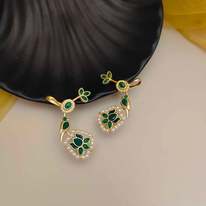 Ornate Peacock Vine Earrings – Antique Finish Heritage Jewellery