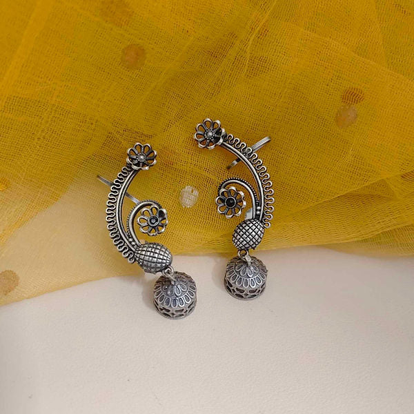 Majestic Leaf Curve Oxidised Earrings – Artistic Tribal Charm