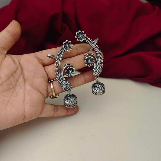 Majestic Leaf Curve Oxidised Earrings – Artistic Tribal Charm