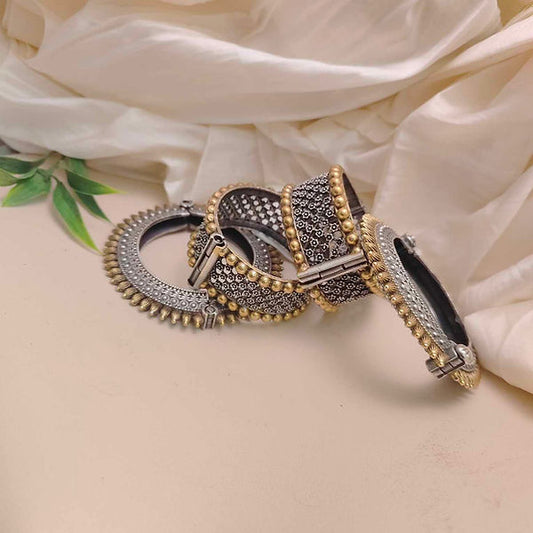 Heritage Dual-Color Oxidised Bangles – Designer Wedding Kada