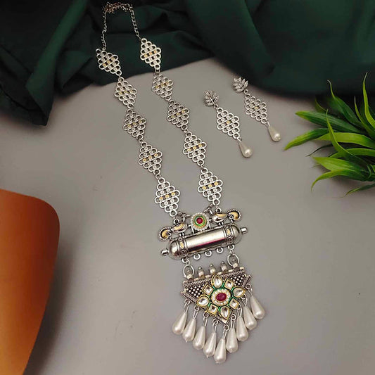 Majestic Oxidised American Diamond Necklace Set